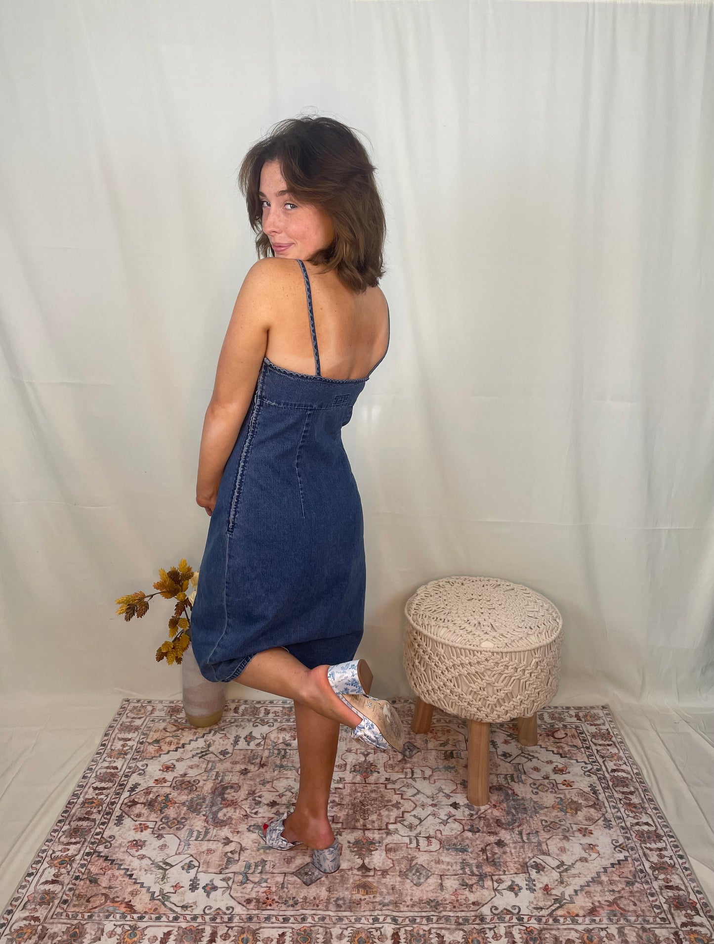 Denim midi dress